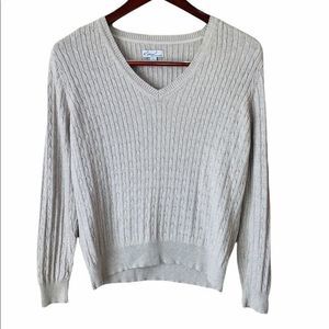 Kim Roger cable knit V- Neck cotton sweater